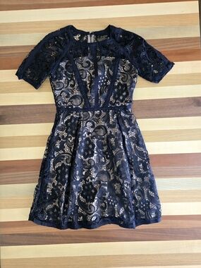 Hoss Intropia Spain Black Lace Fit & Flare Mini Dress Size EU36 Or US 4